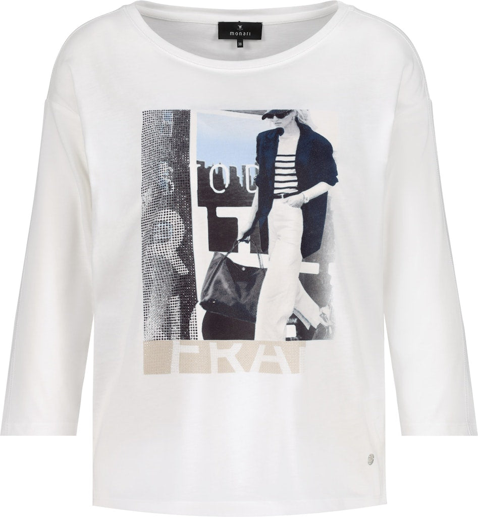 Monari White 3/4 Sleeve Top
