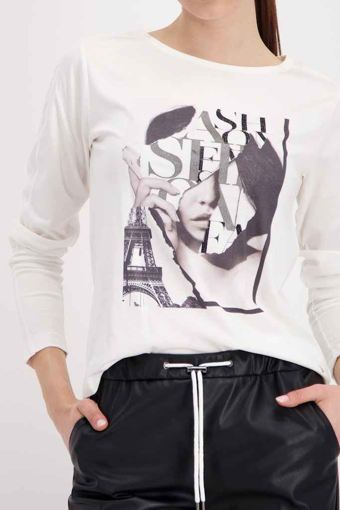 Monari Off White Graphic Print Top
