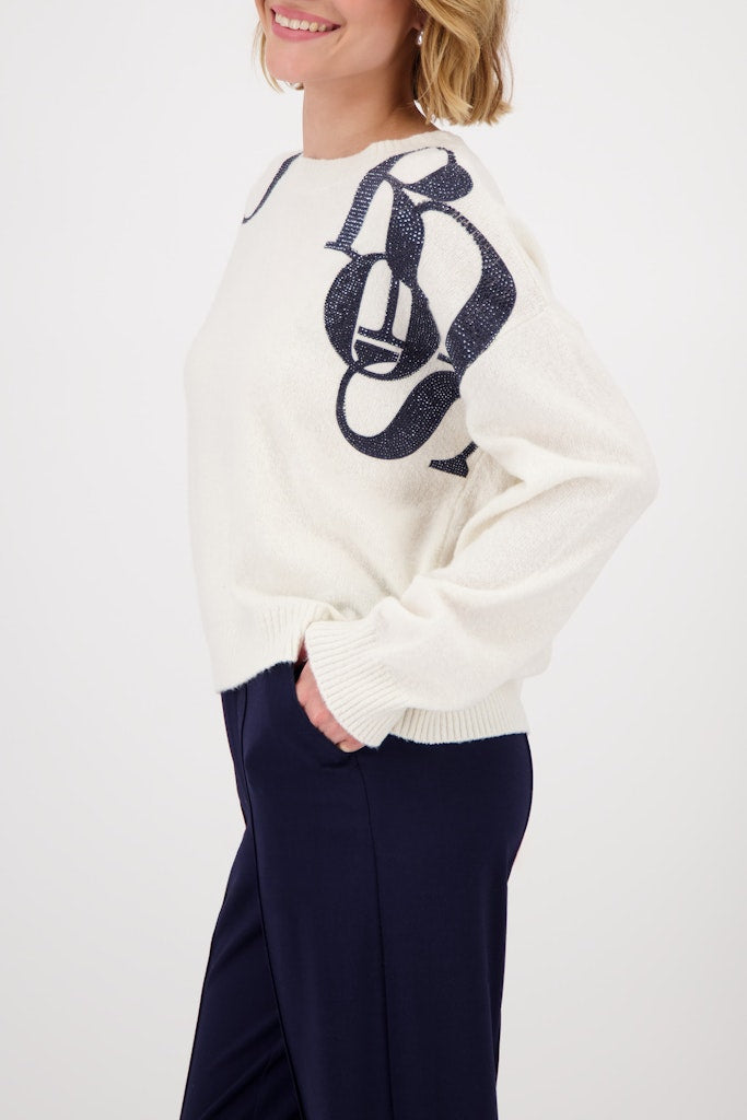 Monari Off White Sweater with Lettering