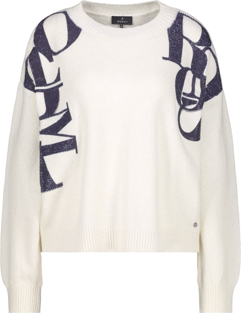 Monari Off White Sweater with Lettering