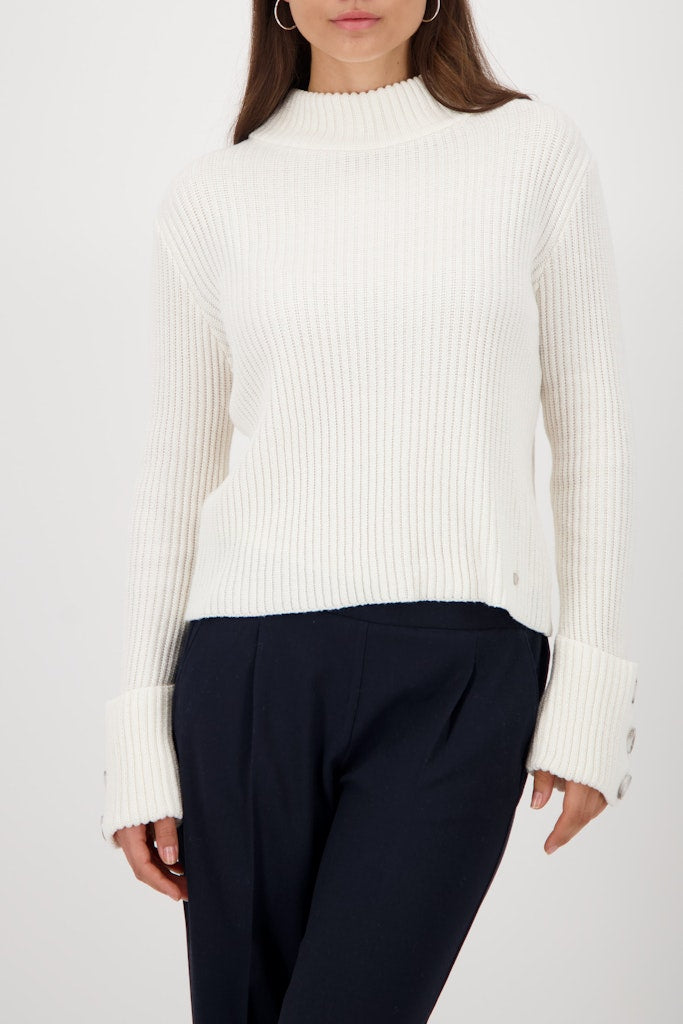 Monari Off White Stand Collar Pullover