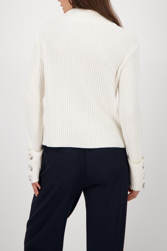 Monari Off White Stand Collar Pullover