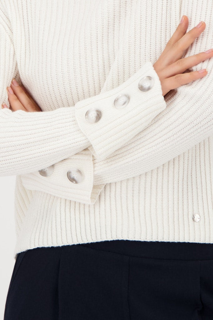 Monari Off White Stand Collar Pullover