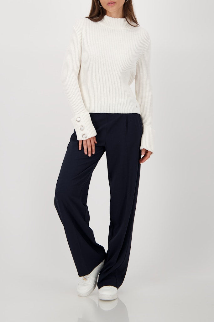 Monari Off White Stand Collar Pullover