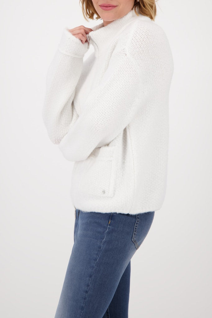 Monari Off White Zipped Cardigan