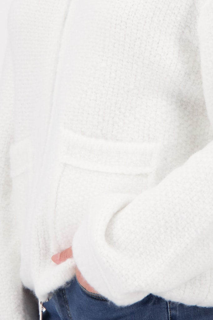 Monari Off White Zipped Cardigan