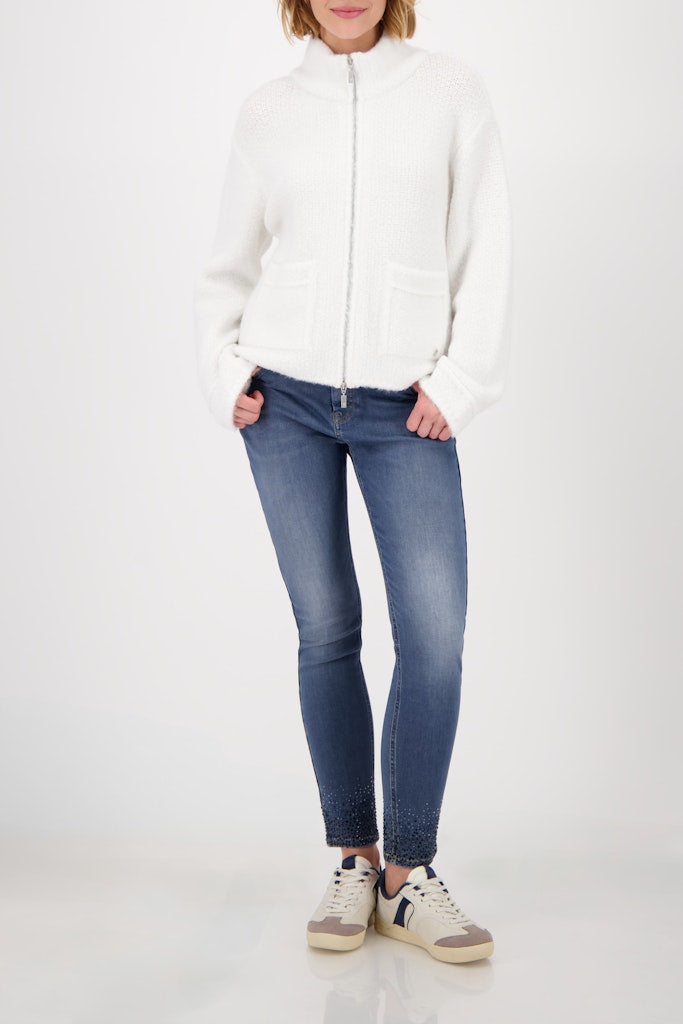 Monari Off White Zipped Cardigan