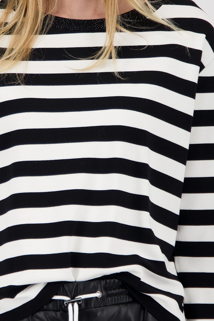Monari Black Striped Top