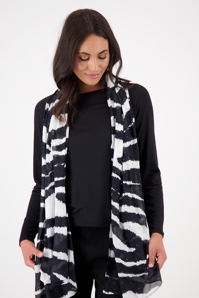 Monari Navy Zebra Print Scarf