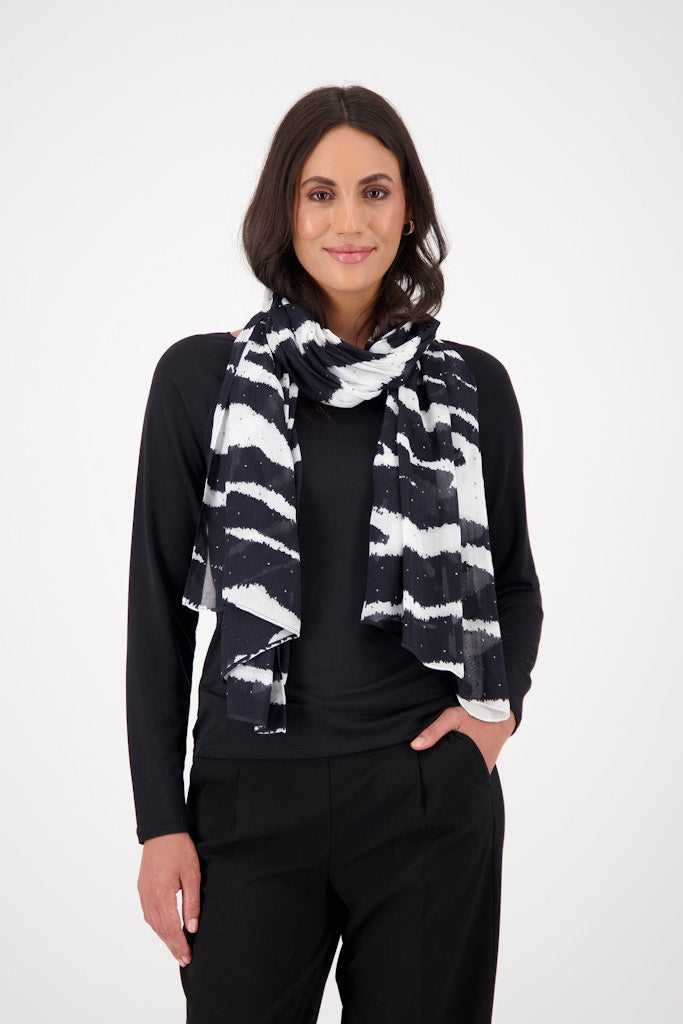 Monari Navy Zebra Print Scarf