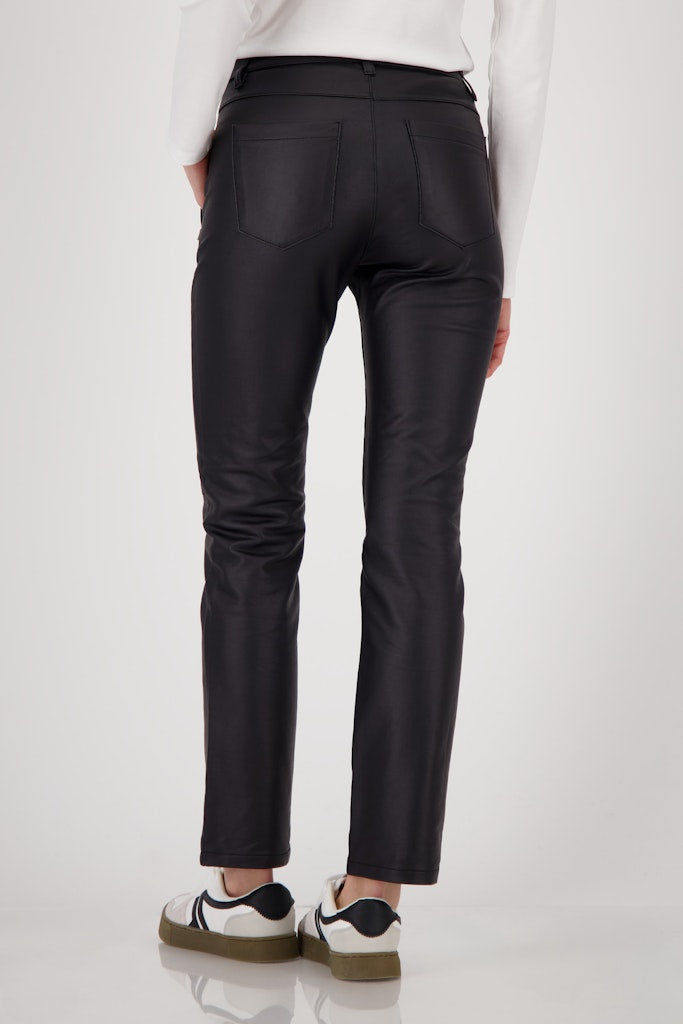 Monari Black Faux Leather Trousers