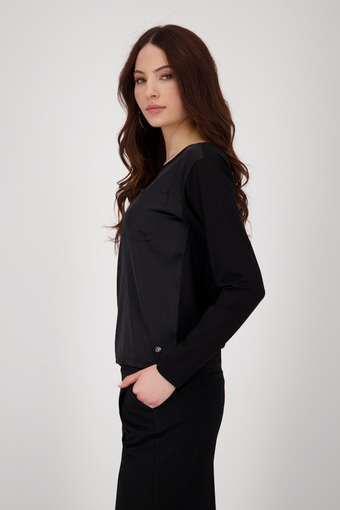 Monari Black Jersey Satin Blouse