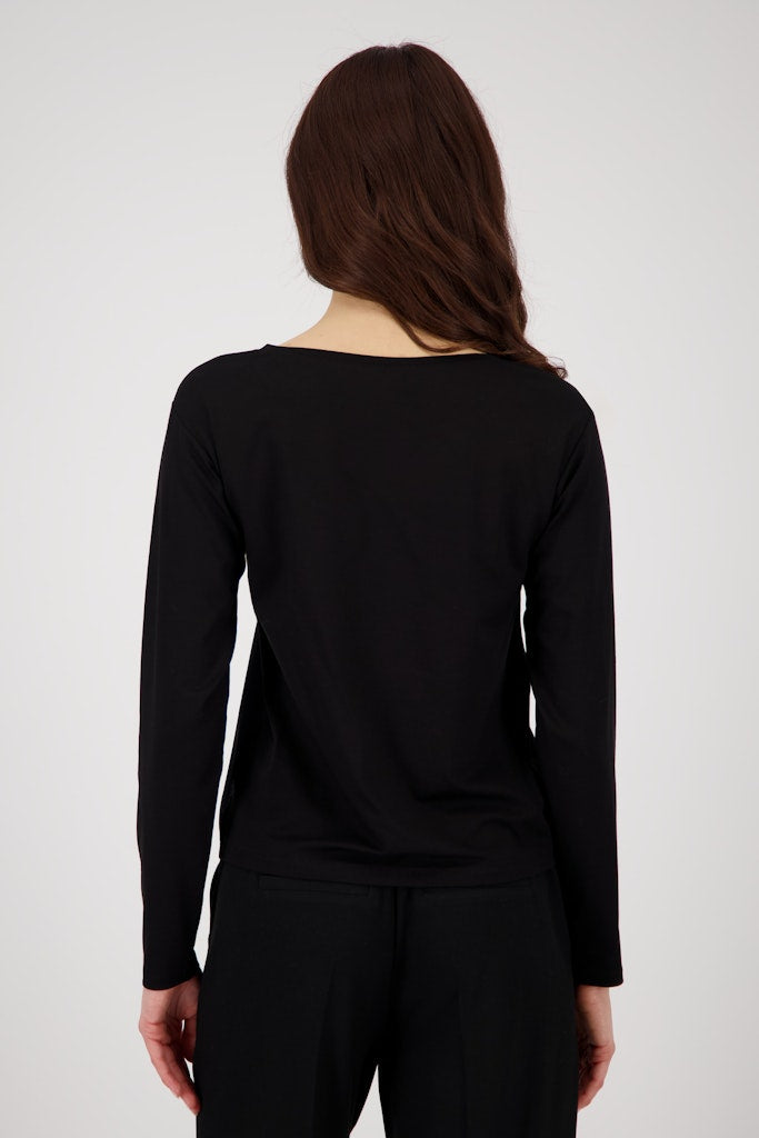 Monari Black Jersey Satin Blouse