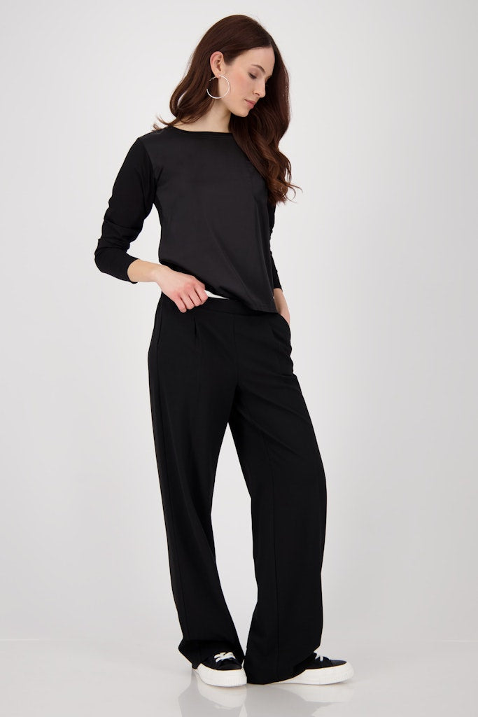 Monari Black Jersey Satin Blouse