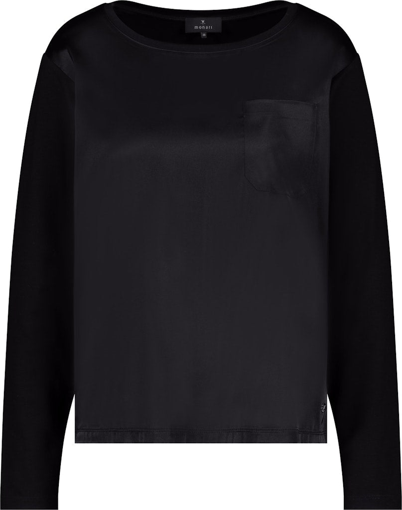 Monari Black Jersey Satin Blouse