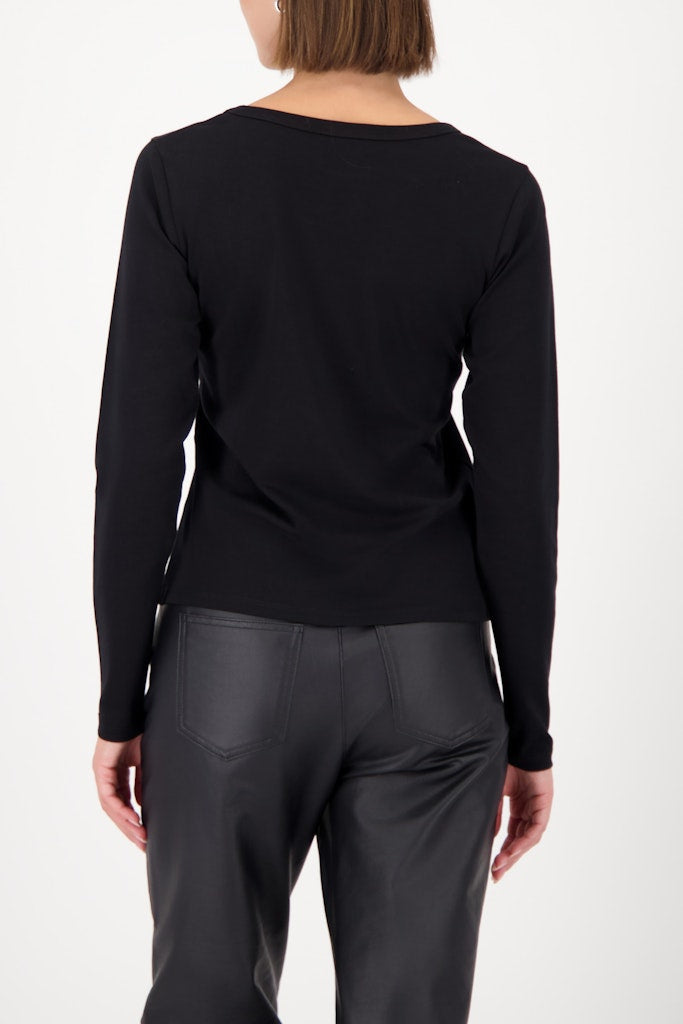 Monari Rhinestone Logo Black Top