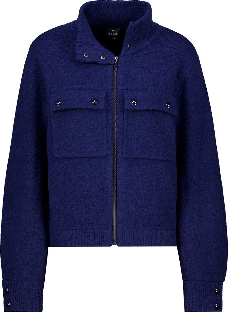 Monari Navy Cardigan with Flap Pockets