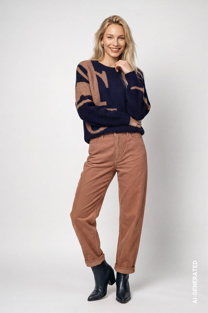Monari Knitted Dark Blue Pullover