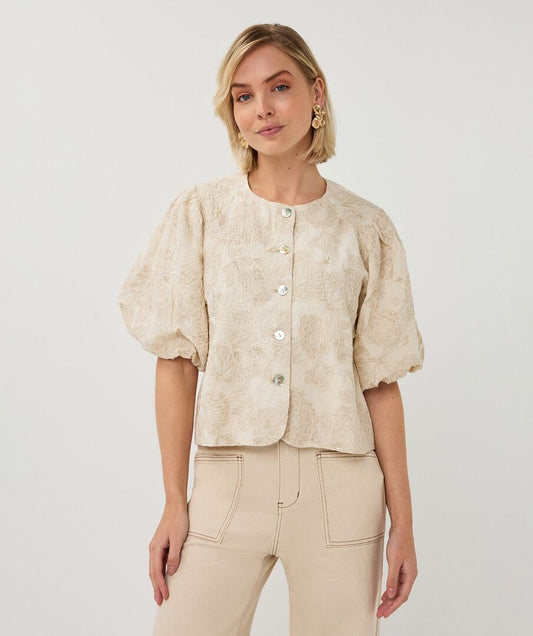 Esqualo Ecru Balloon Sleeve Top