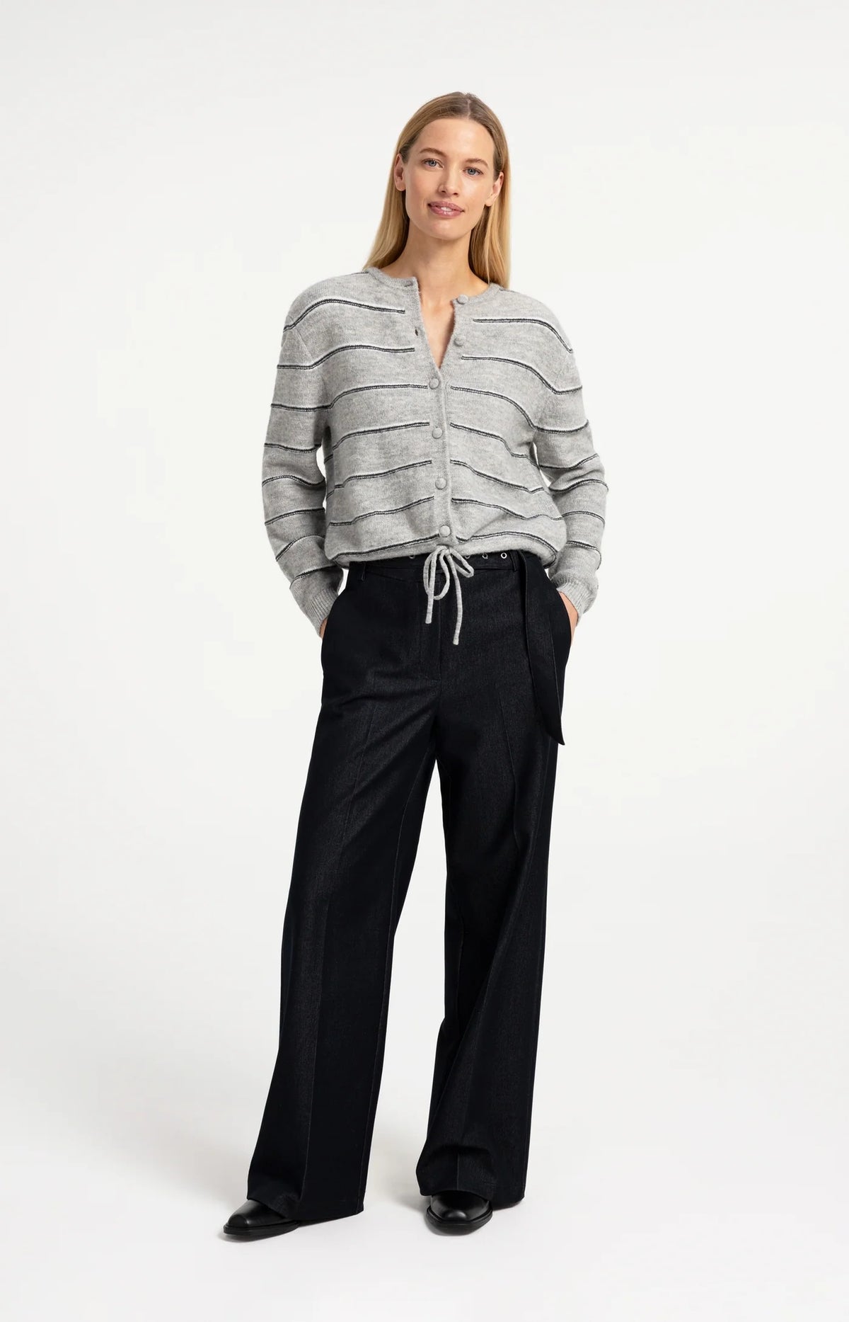 YAYA Knitted striped cardigan long sleeve