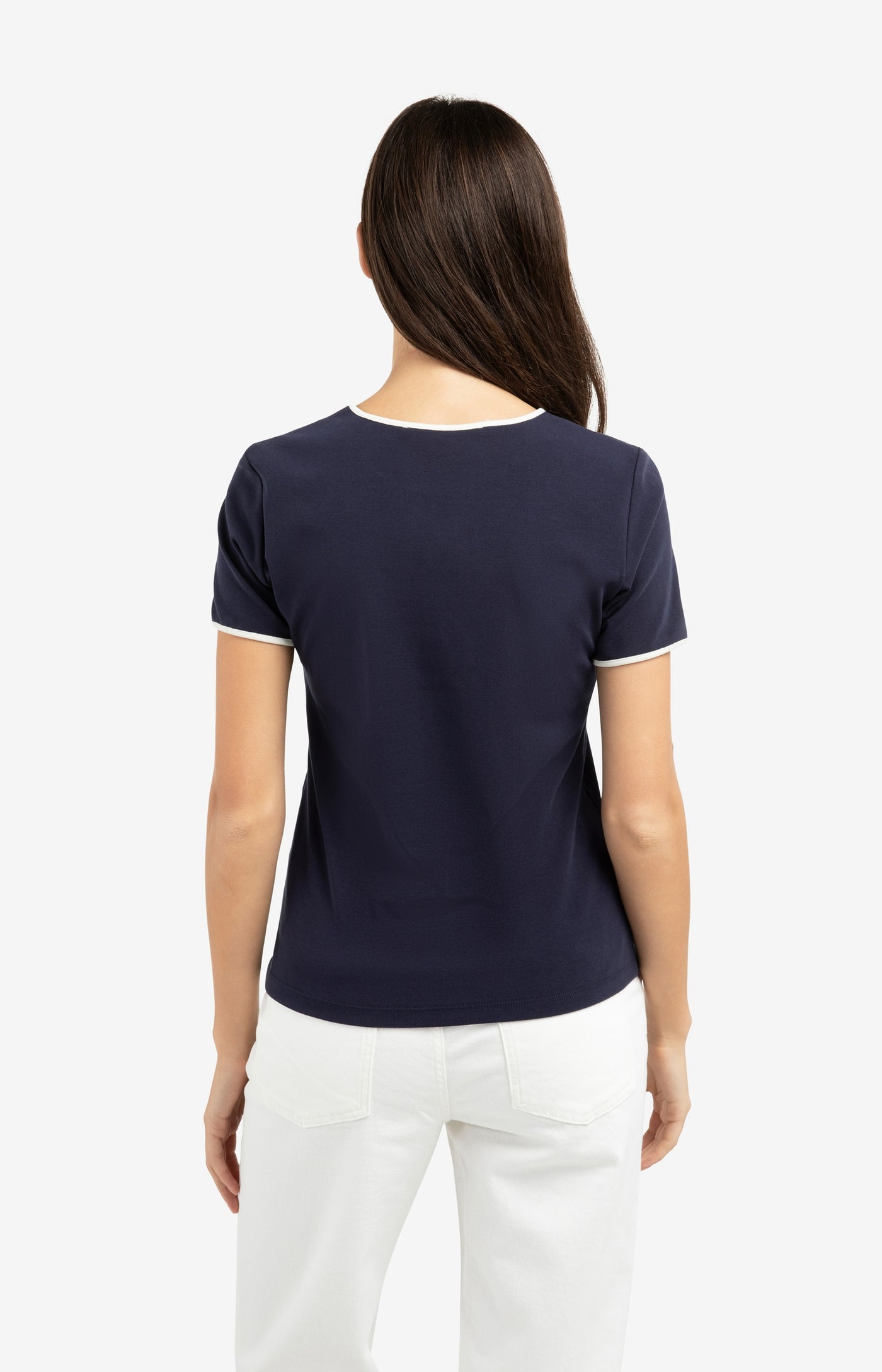 YAYA Navy T-shirt with contrasting trim