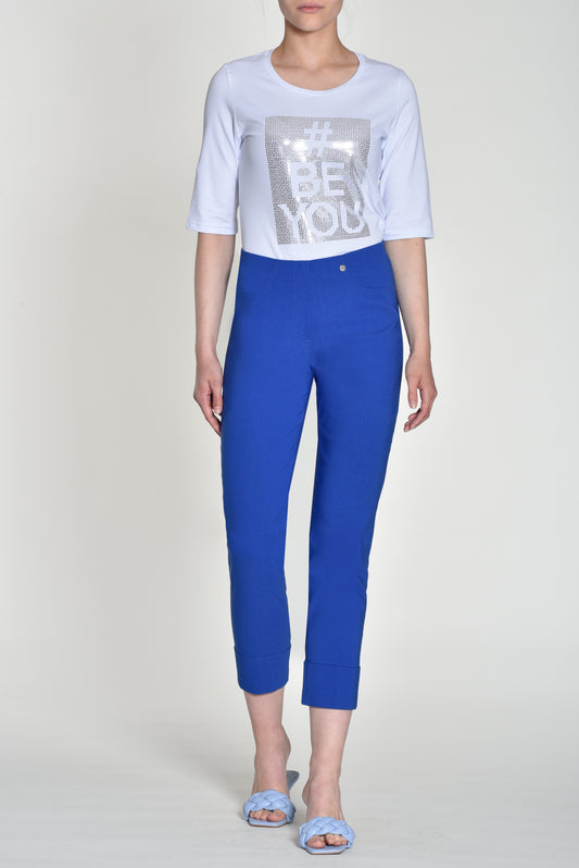 Robell Bella 09 Blue Turn Up Crop Trousers