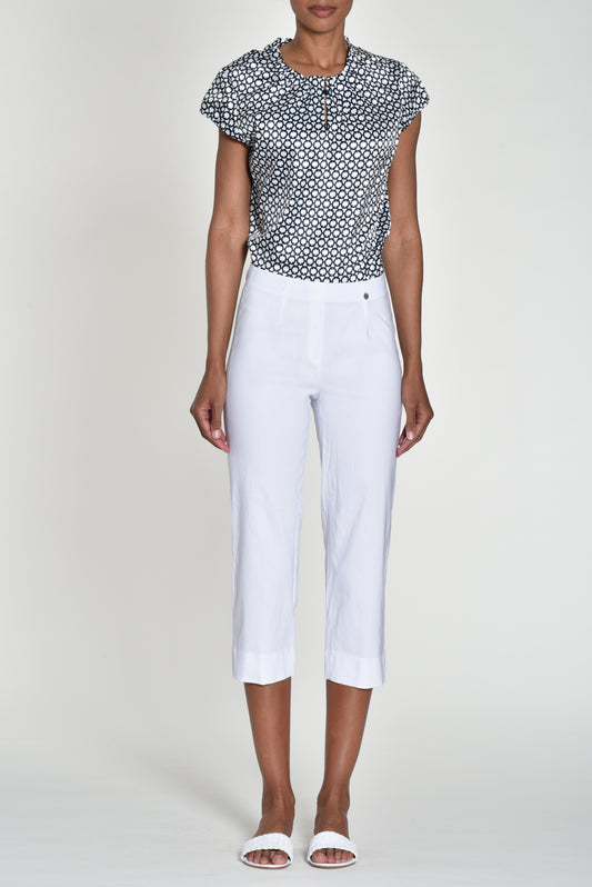 Robell Marie White Cropped 07 Trousers