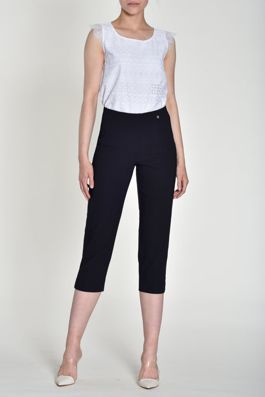 Robell Marie Navy Cropped 07 Trousers