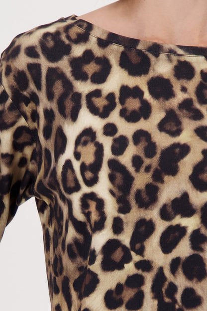 Monari Leopard Print Boat Neckline Top