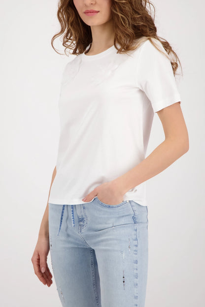 Monari Off White T-shirt with 3D Flowers