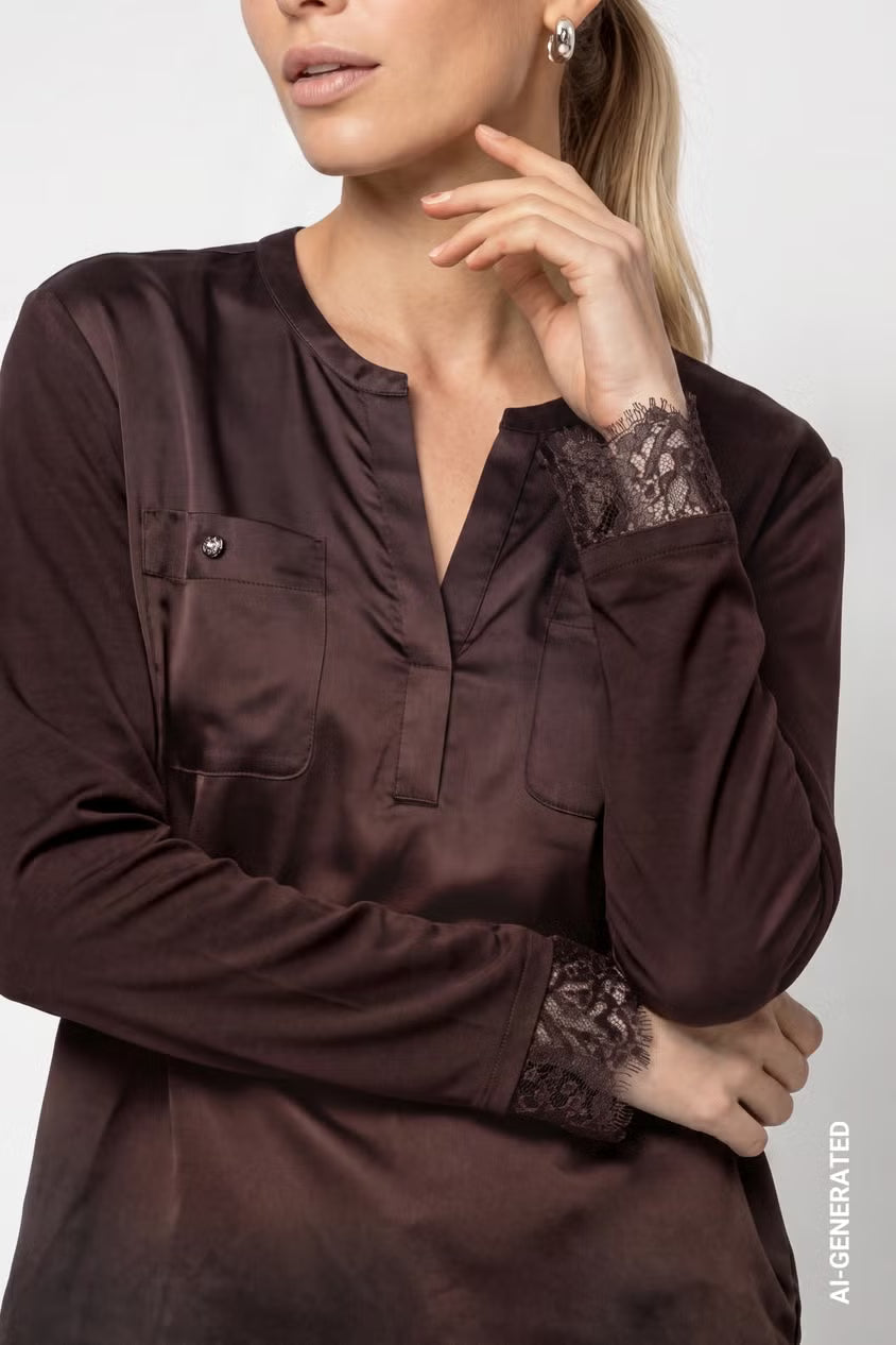 Monari Blouse with Lace Trim