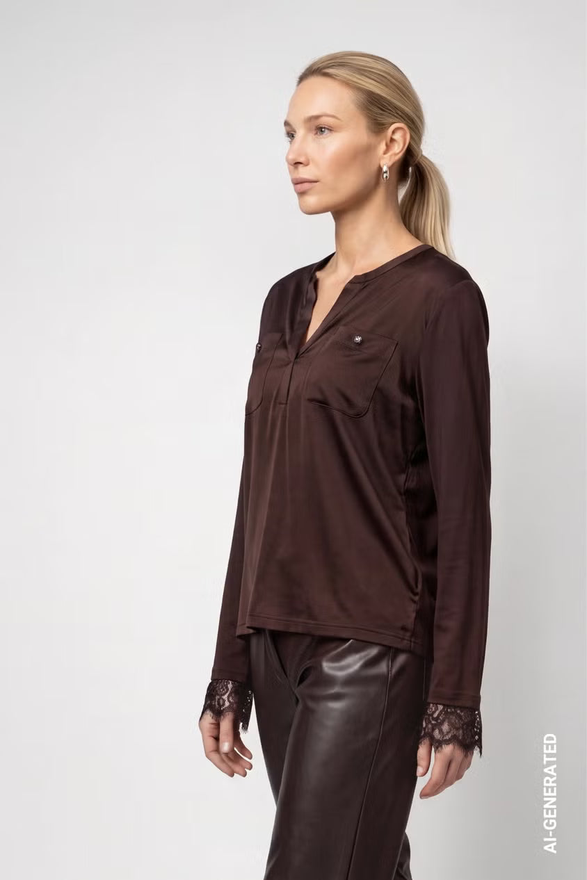 Monari Blouse with Lace Trim