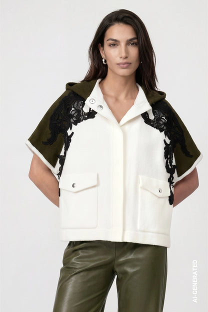 Monari Knitted Cape with Lace