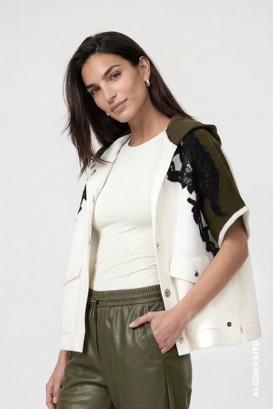 Monari Knitted Cape with Lace
