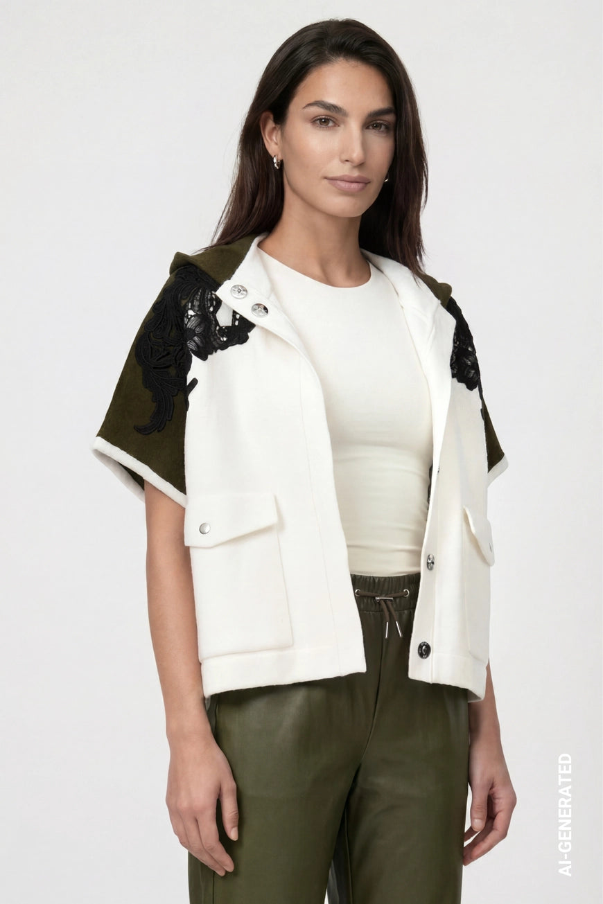 Monari Knitted Cape with Lace