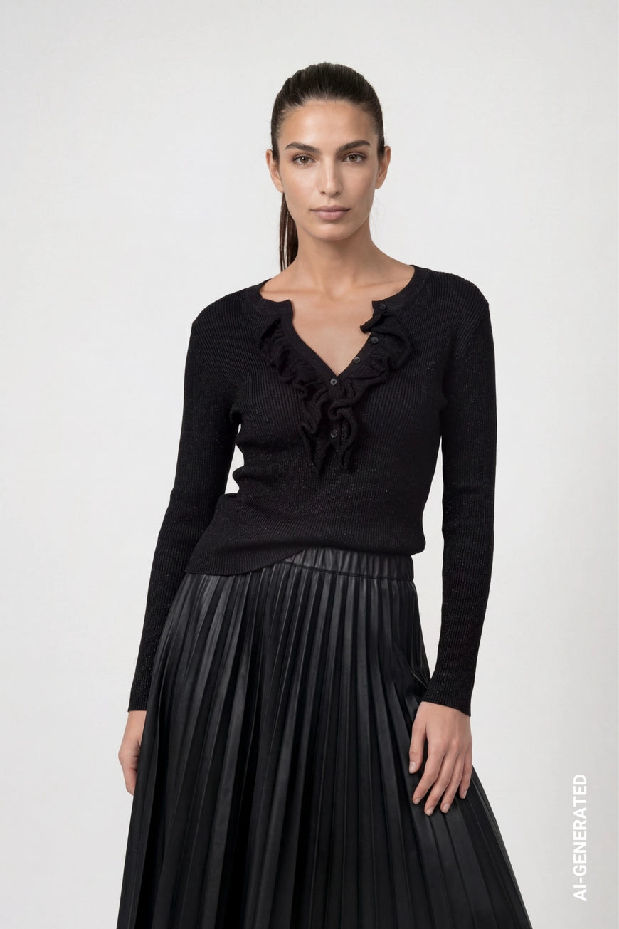 Monari Black Frill Pullover