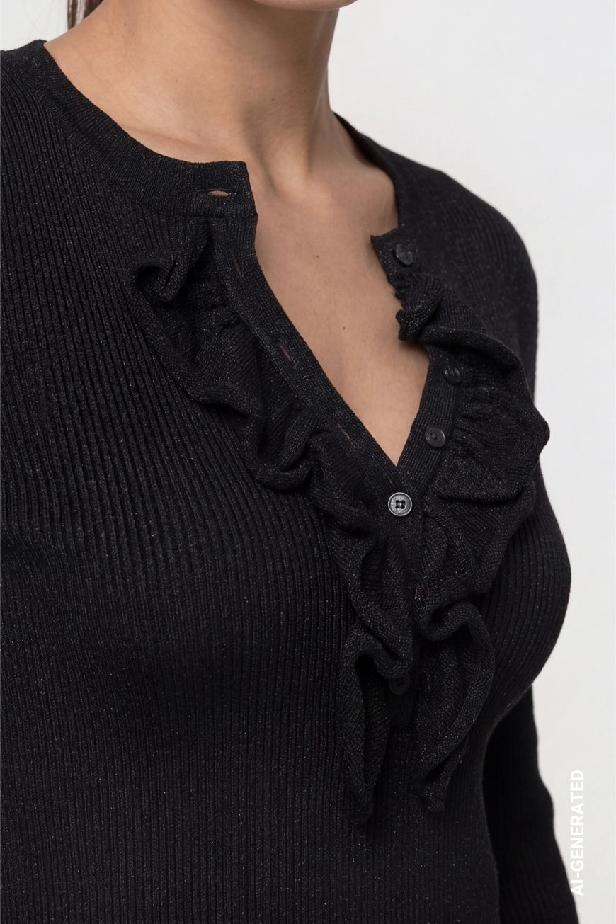 Monari Black Frill Pullover