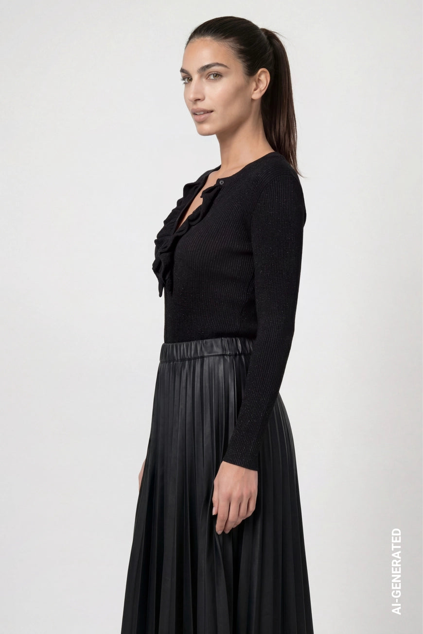Monari Black Frill Pullover