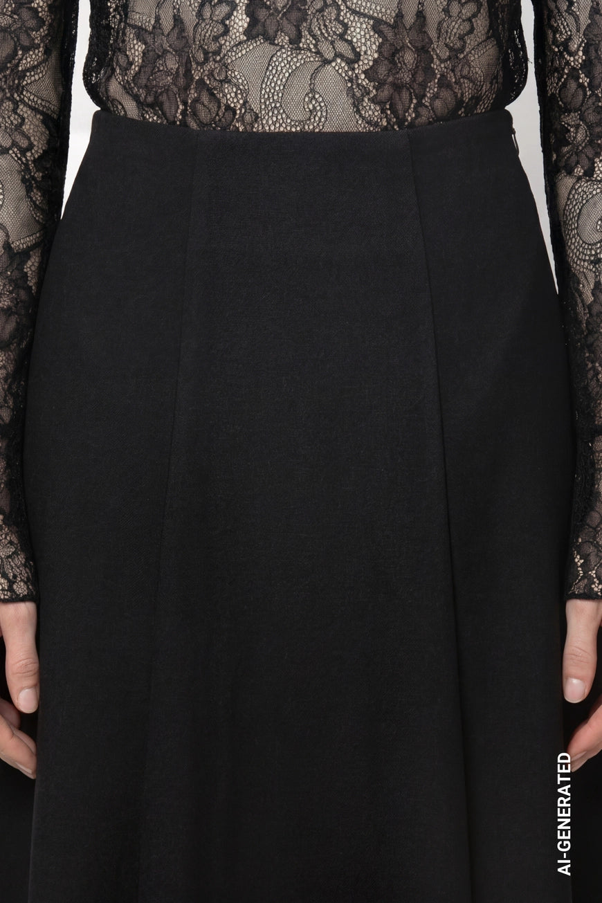 Monari Black Wool Skirt
