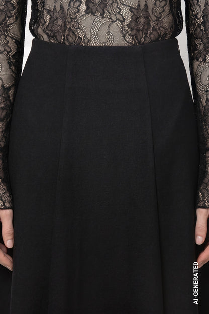 Monari Black Wool Skirt