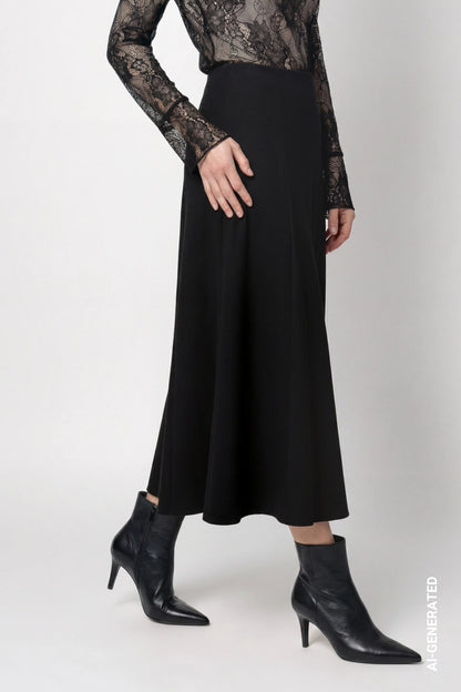 Monari Black Wool Skirt