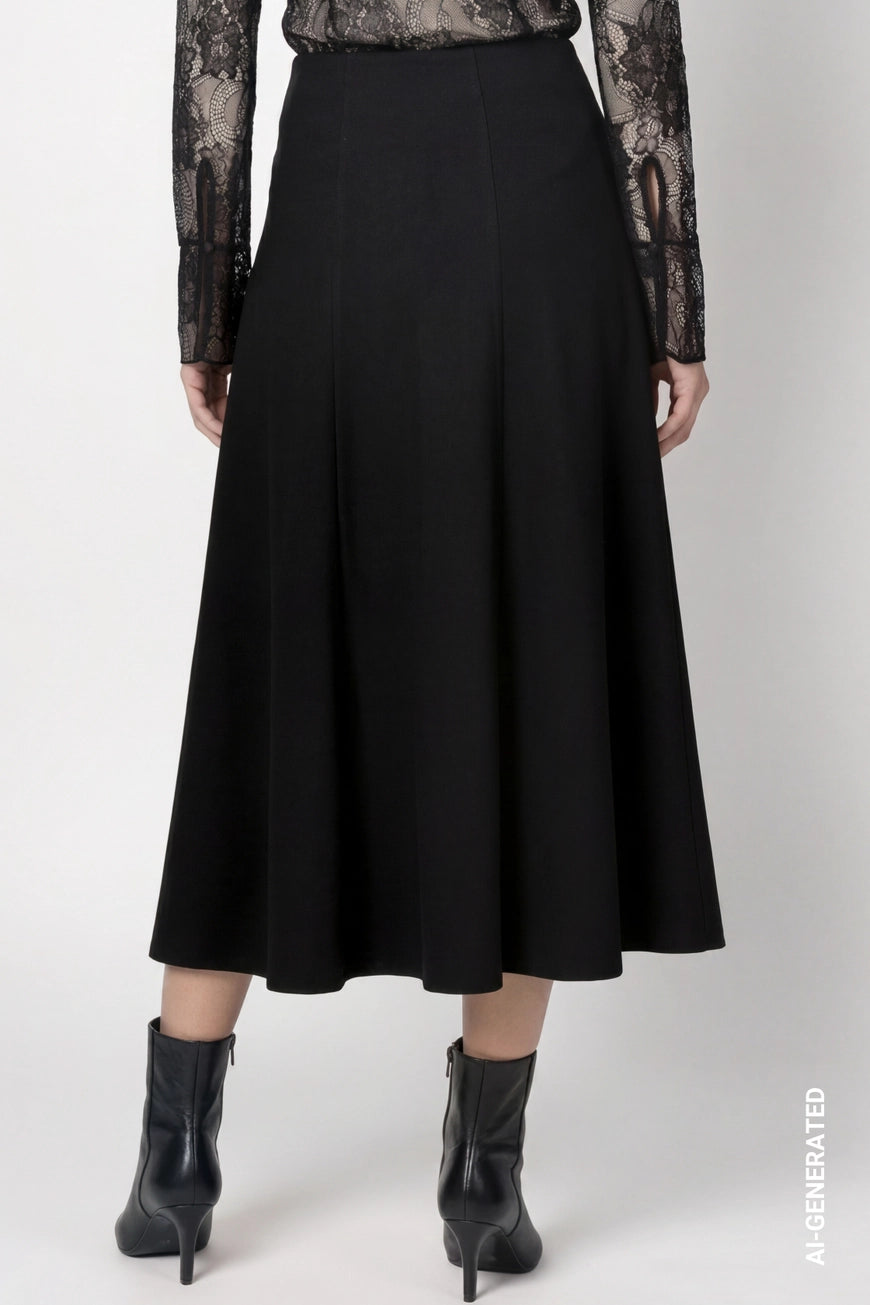 Monari Black Wool Skirt