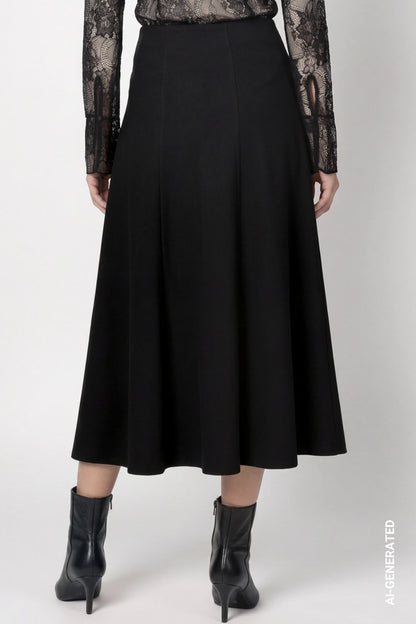 Monari Black Wool Skirt