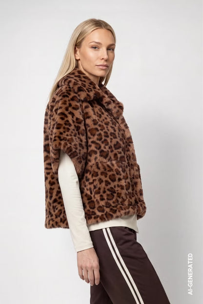 Monari Leopard Print Faux Fur Jacket