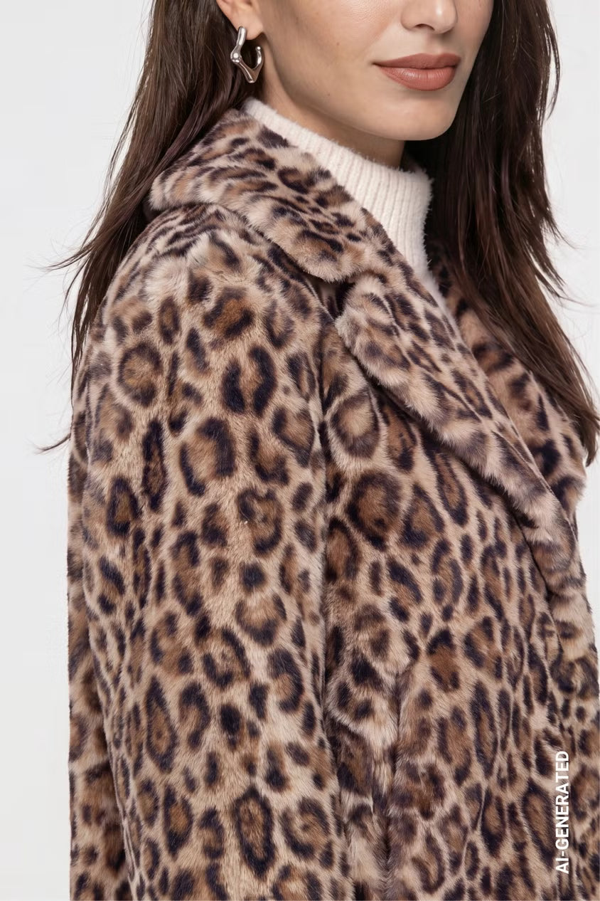 Monari Faux Fur Leopard Print Jacket