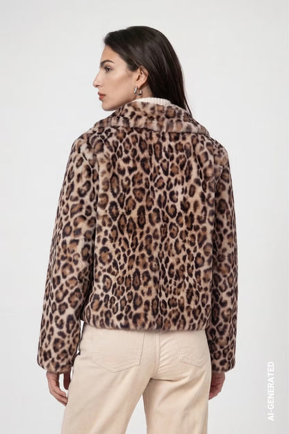 Monari Faux Fur Leopard Print Jacket