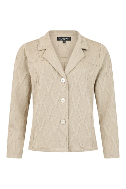 Sunday Geometric V Print Cardigan in Sand