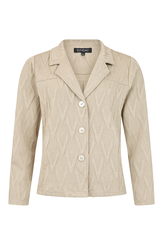 Sunday Geometric V Print Cardigan in Sand