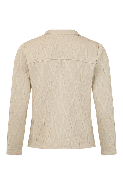 Sunday Geometric V Print Cardigan in Sand