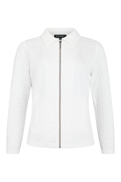 Sunday White Zip Cardigan